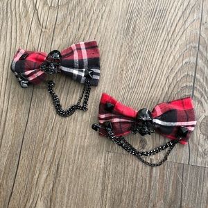Plaid Skull Punk Hair Clips